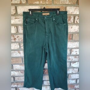 Judy Blue Women's Green Wide Leg Cropped Stretch Jeans Sz 15/32 Casual Outdoor
